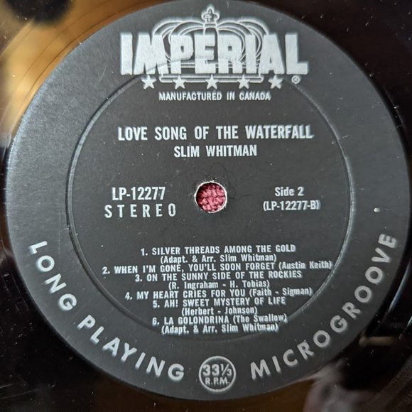 REDUCED Vintage Vinyl LP–Slim Whitman, Love Song of the Waterfall–Released 1965 - Picture 6 of 6